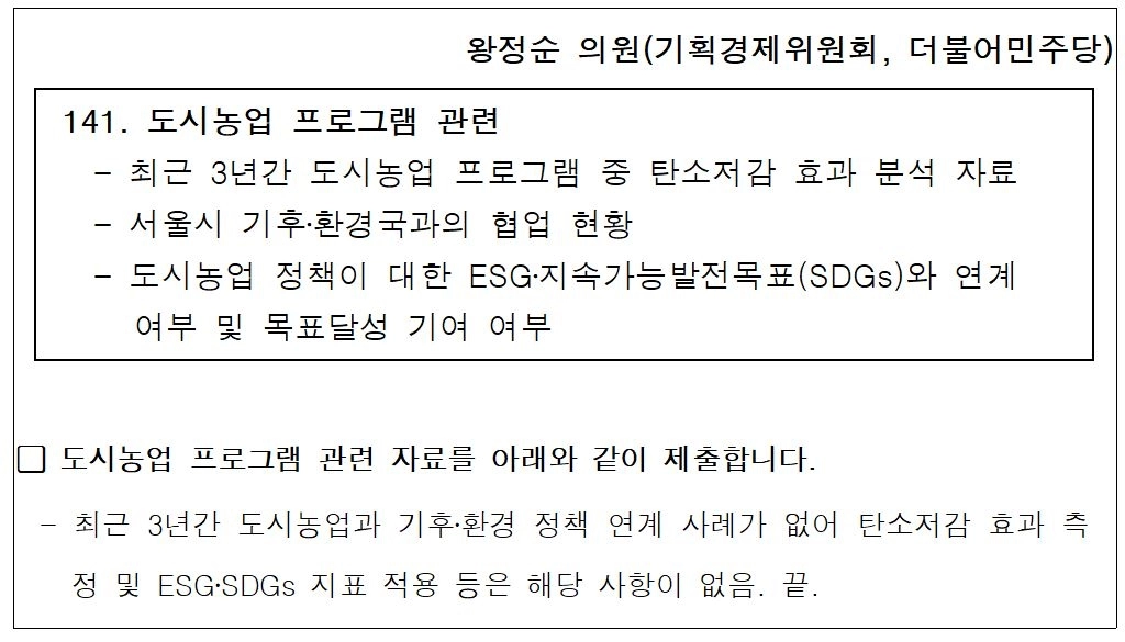 서울시 행정사무감사 제출자료