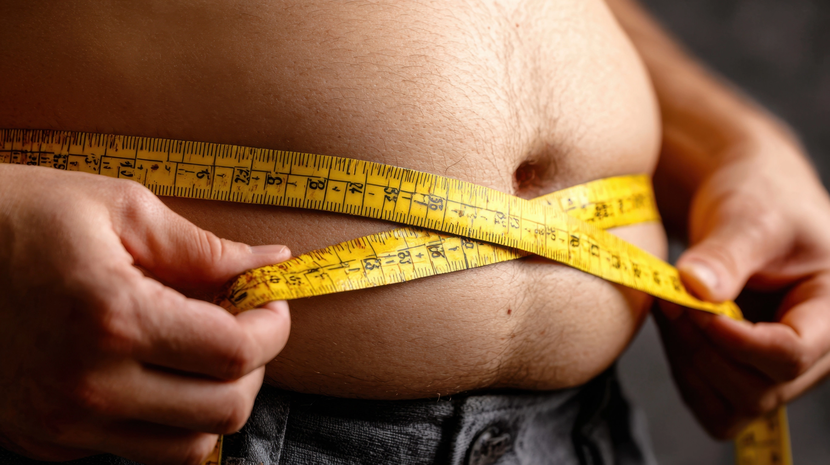 허리둘레를 측정하며 건강 관리를 하는 모습. 123rf