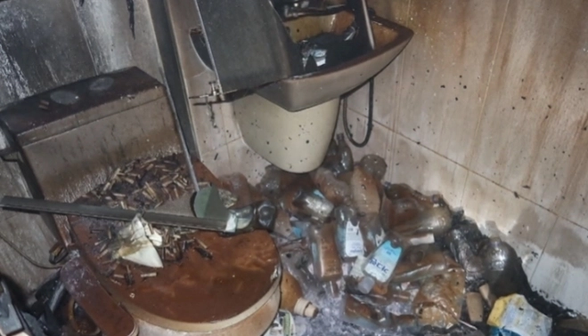 담배로 가득한 스트리머의 집안 내부. 부산소방재난본부