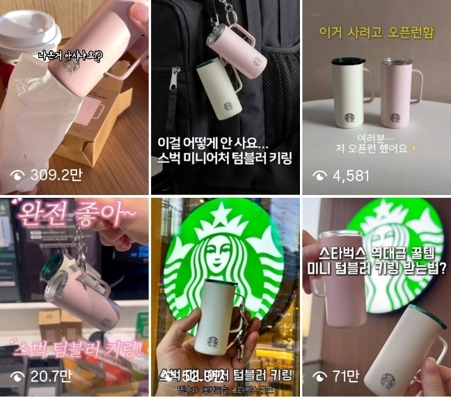 스타벅스코리아가 한정판으로 출시한 미니어처 텀블러 키링의 모습. 인스타그램 갈무리