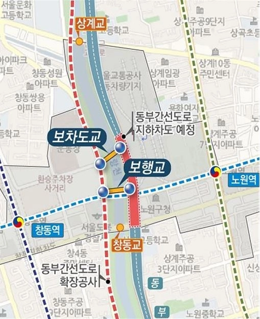 창동·상계 동서 간 연결교량 위치도