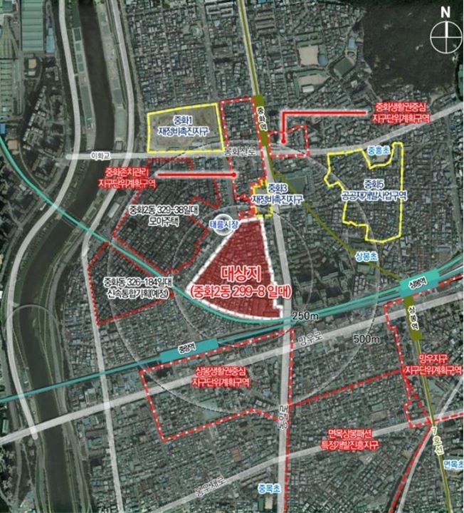 위치도(중랑구 중화2동 299-8번지 일대 모아타운)