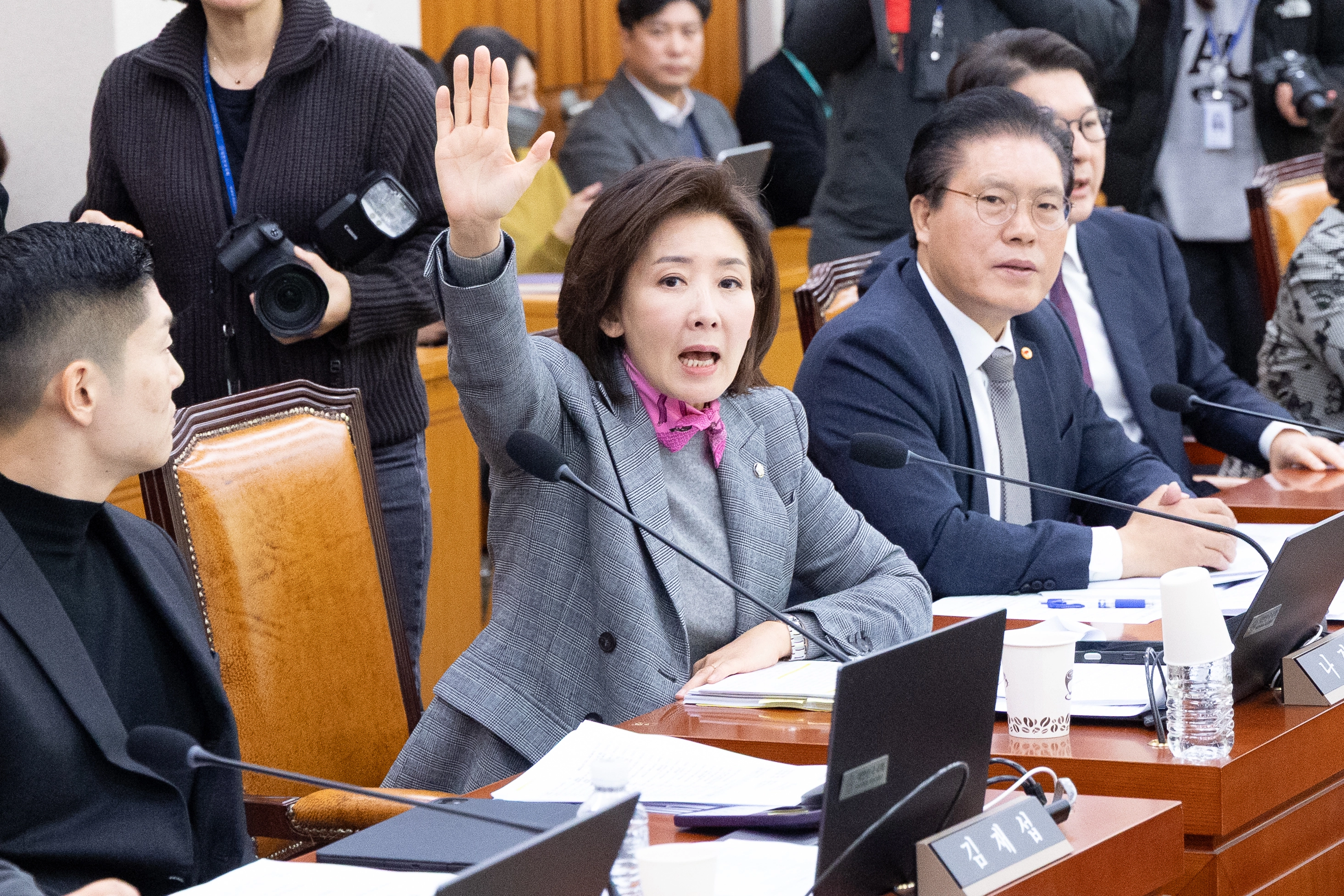 3일 서울 여의도 국회에서 열린 제429회국회(정기회) 법제사법위원회 제16차 전체회의에서 나경원 국민의힘 의원이 발언권을 신청하고 있다. 2025.12.3. 뉴스1