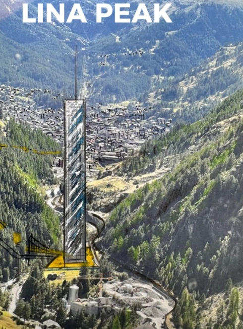 한 스위스 건축가가 알프스 4대 최고봉 중 하나인 마터호른(4478m)에 65층짜리 고층 빌딩을 세워 주거난을 해결하겠다고 밝혀 논란이 일고 있다. ‘리나 피크’(Lena Peak) 홈페이지 캡처