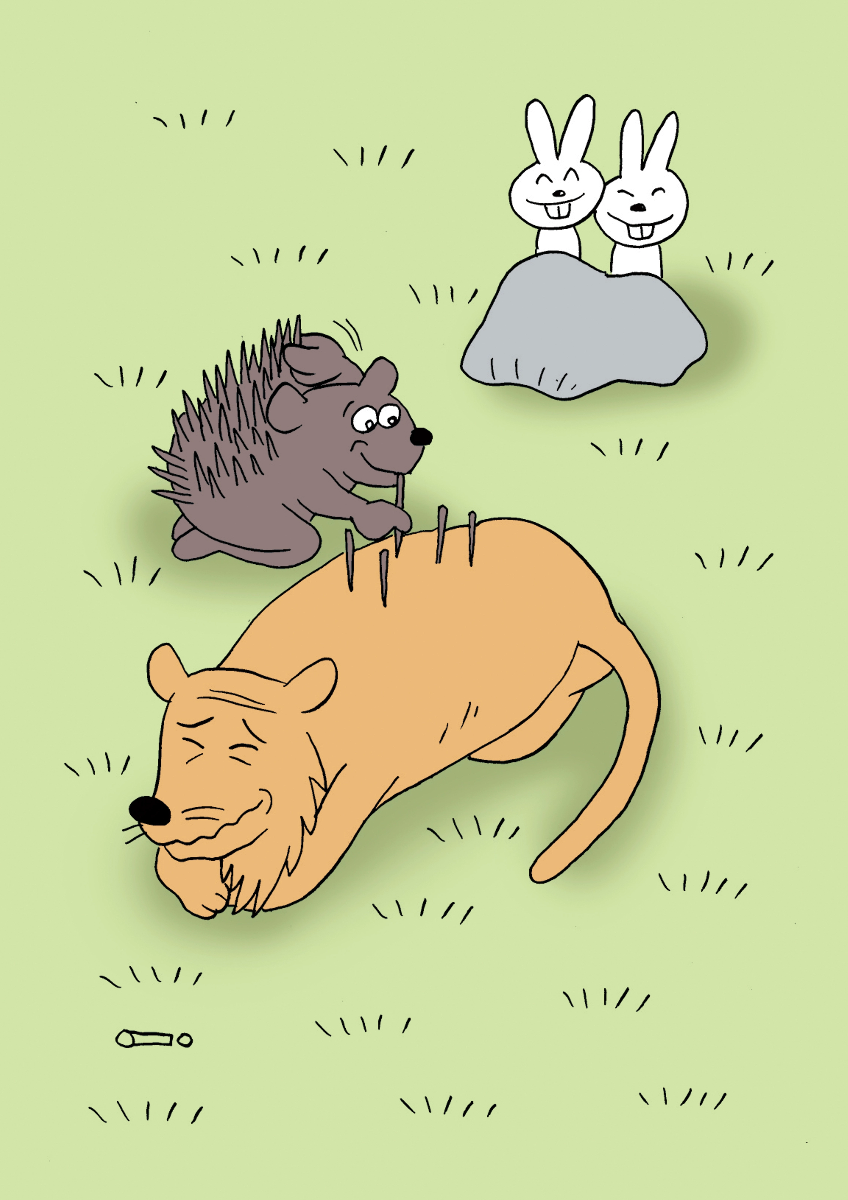 한국카툰협회 창립 20주년 기념전에 전시 중인 조기영 작가의 고슴도치.