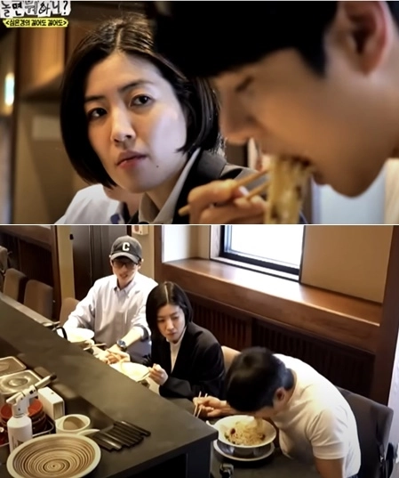 배우 이이경이 ‘면치기’ 논란에 휩싸인 장면. MBC ‘놀면 뭐하니’ 캡처