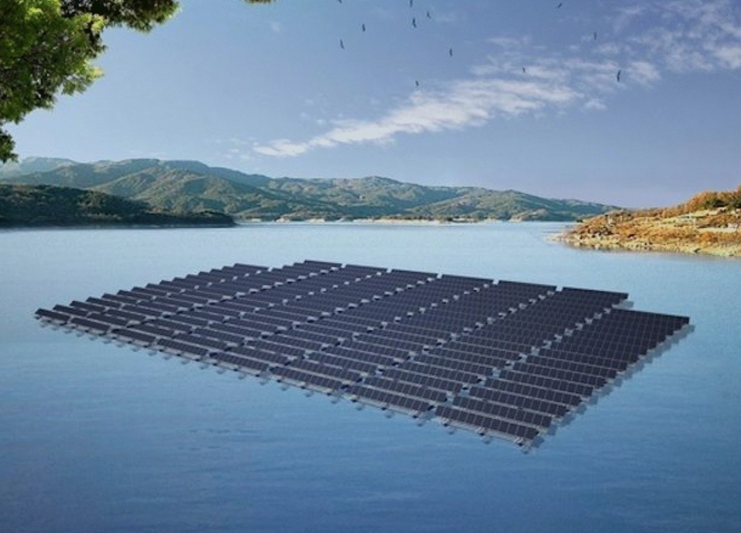 주민 참여형 사업으로 추진되고 있는 강진군 사내호 수상태양광발전소 조감도.
담수호 수상태양광 추진위원회 제공