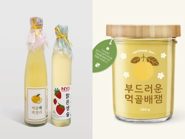 경기 남양주시가 지역 대표 농특산물인 딸기와 먹골배를 활용해 새롭게 개발한 가공품 2종인 ‘딸기 청주’, ‘먹골배 잼’ .  남양주시 제공