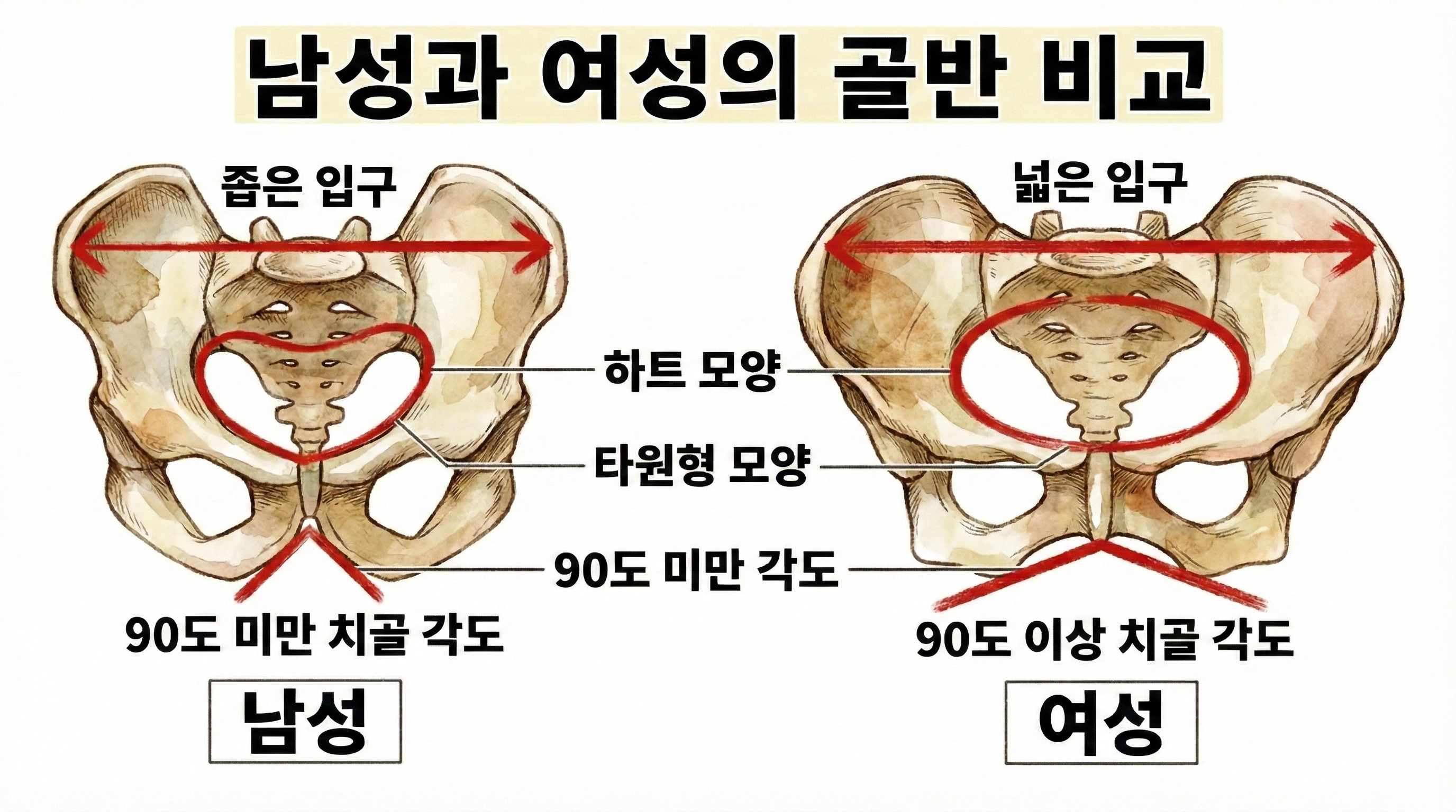 남성과 여성의 골반 차이
