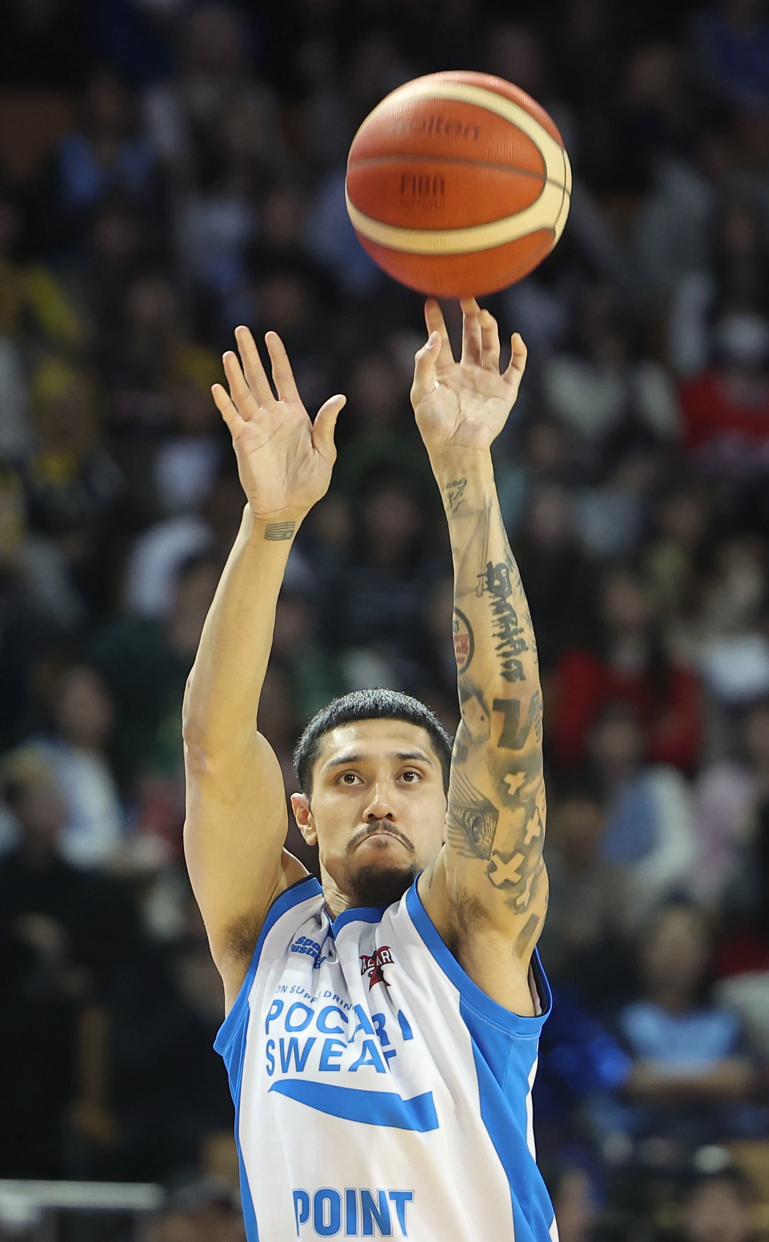 이선 알바노가 18일 서울 잠실실내체육관에서 열린 2025~26 프로농구 올스타전 3점슛 콘테스트 결승에서 슛을 던지고 있다. 2026.1.18 연합뉴스