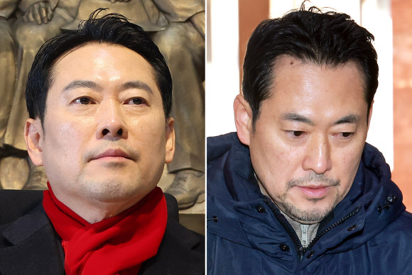 통일교·공천헌금 ‘쌍특검’ 수용을 요구하며 20일 국회 로텐더홀에서 엿새째 단식 농성 중인 국민의힘 장동혁 대표(오른쪽). 왼쪽은 첫째 날인 지난 15일 단식에 들어갈 때 모습. 2026.1.20  연합뉴스