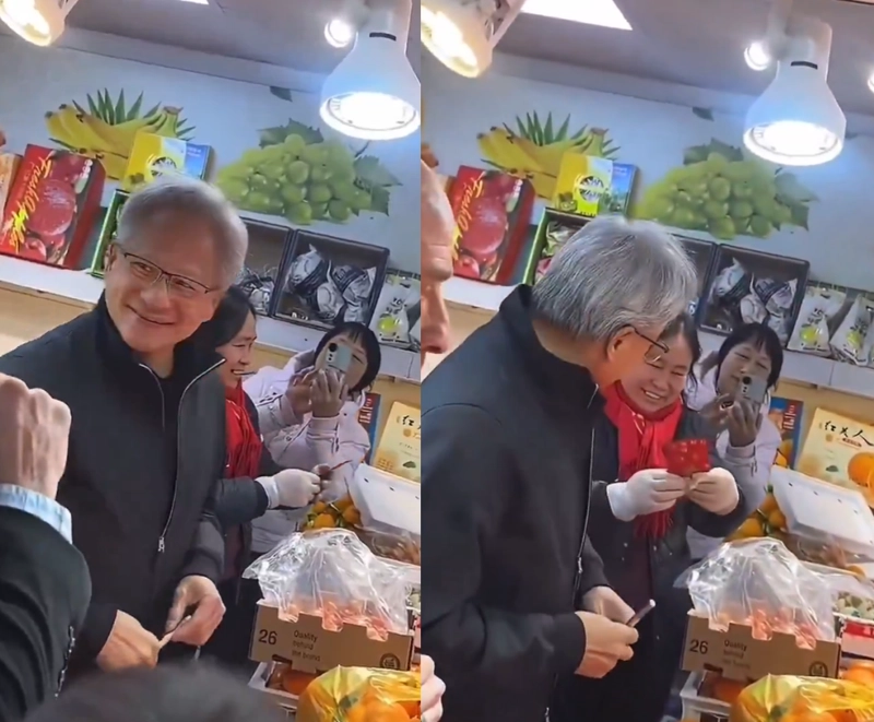 과일가게에 간 젠슨황. 엑스 캡처