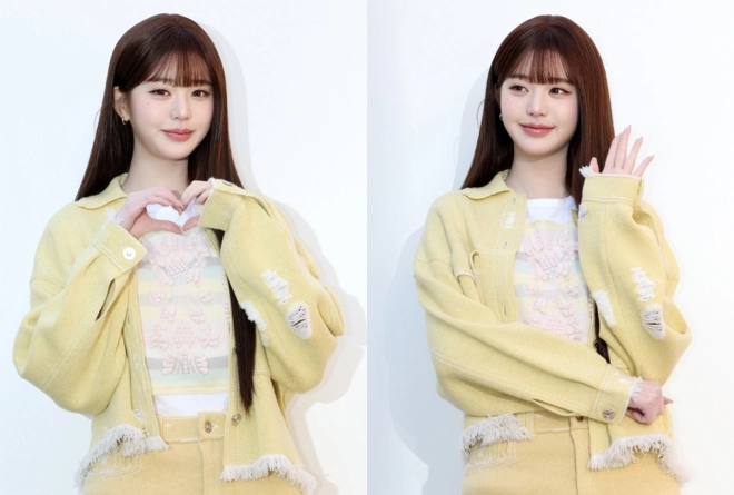아이브 장원영이 29일 오전 서울 성동구 성수 플라츠2에서 열린 하이엔드 캐시미어 브랜드 ‘베리(BARRIE)’ 2026 SS 컬렉션 출시 기념 포토행사에 참석해 포즈를 취하고 있다. <br>뉴스1