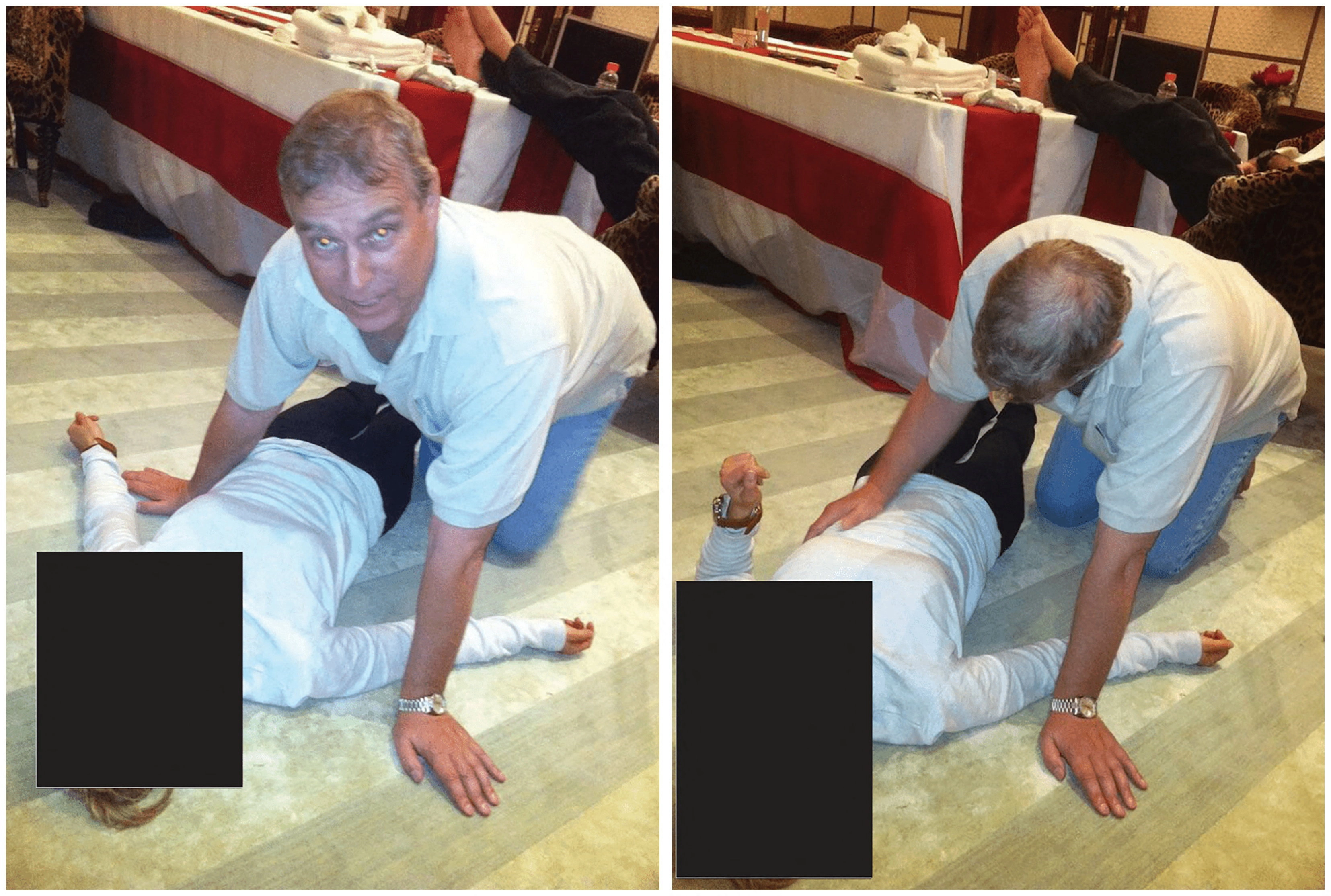 미국 법무부는 2019년 옥중 사망한 엡스타인과 관련된 수사 자료 300만 페이지를 지난달 30일(현지시간) 추가로 공개했다. 이 자료에는 찰스 3세 영국 국왕의 동생 앤드루 마운트배튼 윈저가 바닥에 누운 여성의 신체에 손을 대는 사진이 포함됐다. 로이터 연합뉴스