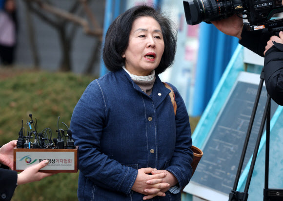 김영선 전 의원 법원 출석