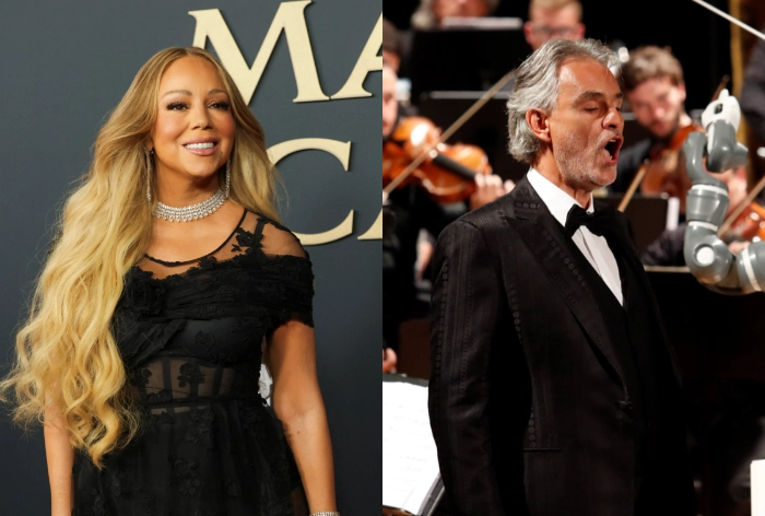 머라이어 캐리(왼쪽)· 안드레아 보첼리(오른쪽). 
로이터 연합뉴스