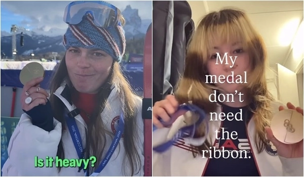 리본에서 분리된 메달을 들고 있는 선수들. 인스타그램 캡처