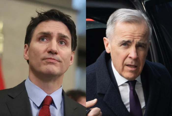 트뤼도 전 캐나다 총리(왼쪽)와  카니 캐나다 총리.
AP 연합뉴스
