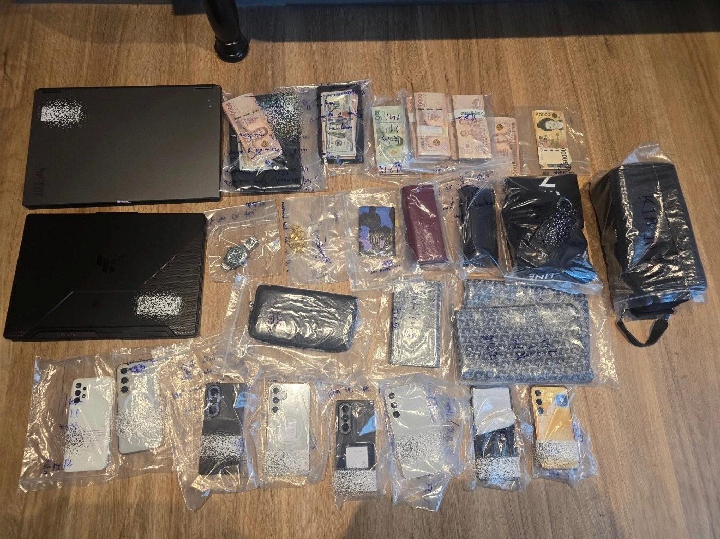 태국 현지 검거시 압수품들. 제주경찰청 제공