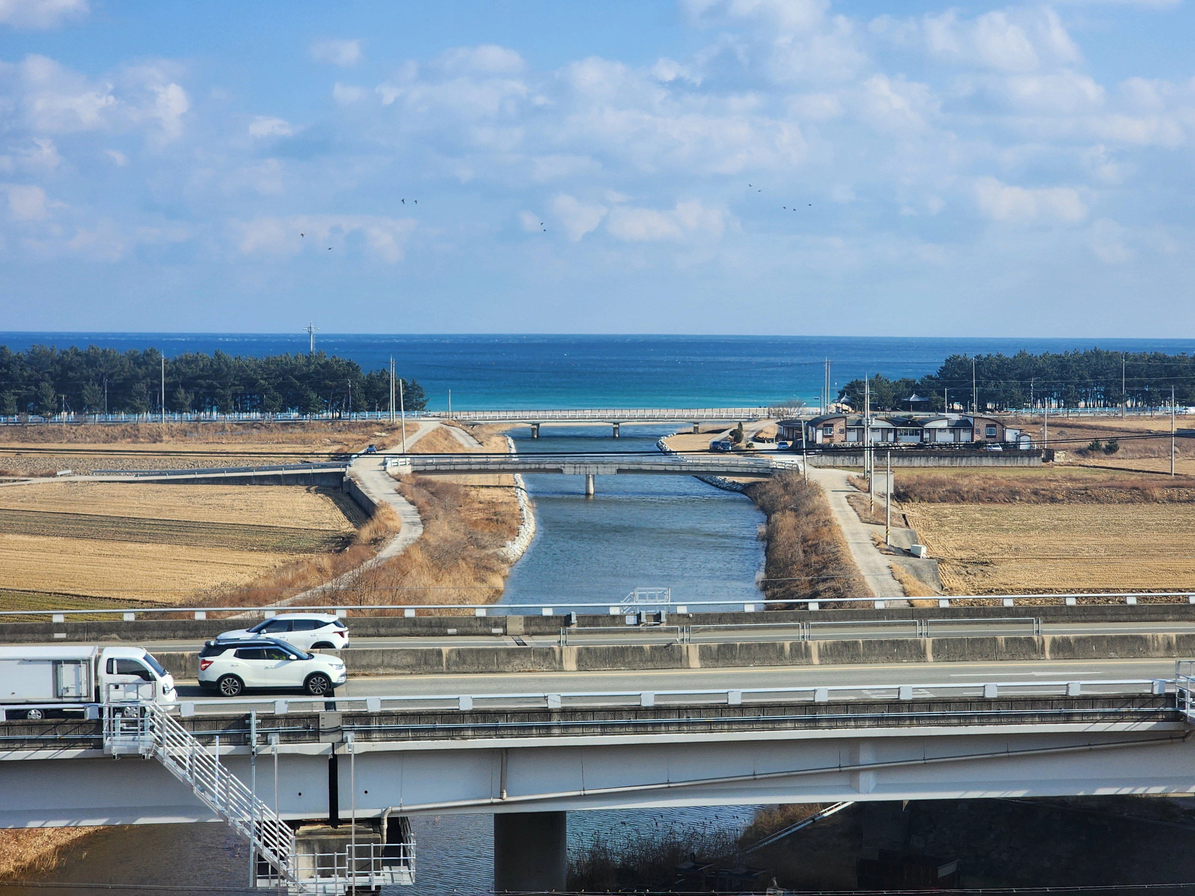 동해선 철도 열차 안에서 본  동해안 풍경. 서울신문 DB