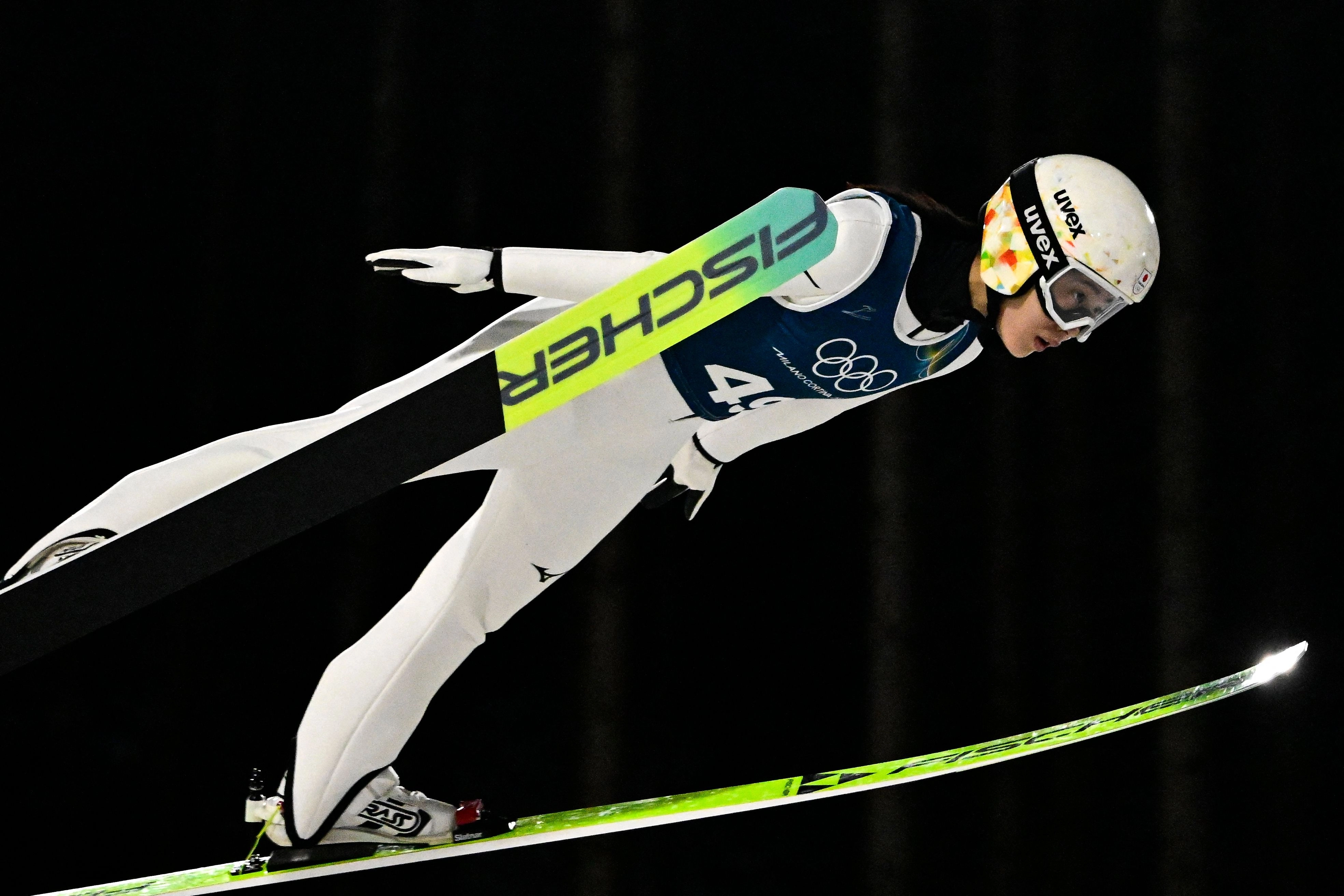 마루야마 노조미가 15일(현지시간) 2026 밀라노·코르티나담페초 동계 올림픽 경기에 앞서 연습을 하고 있다. AFP 연합뉴스