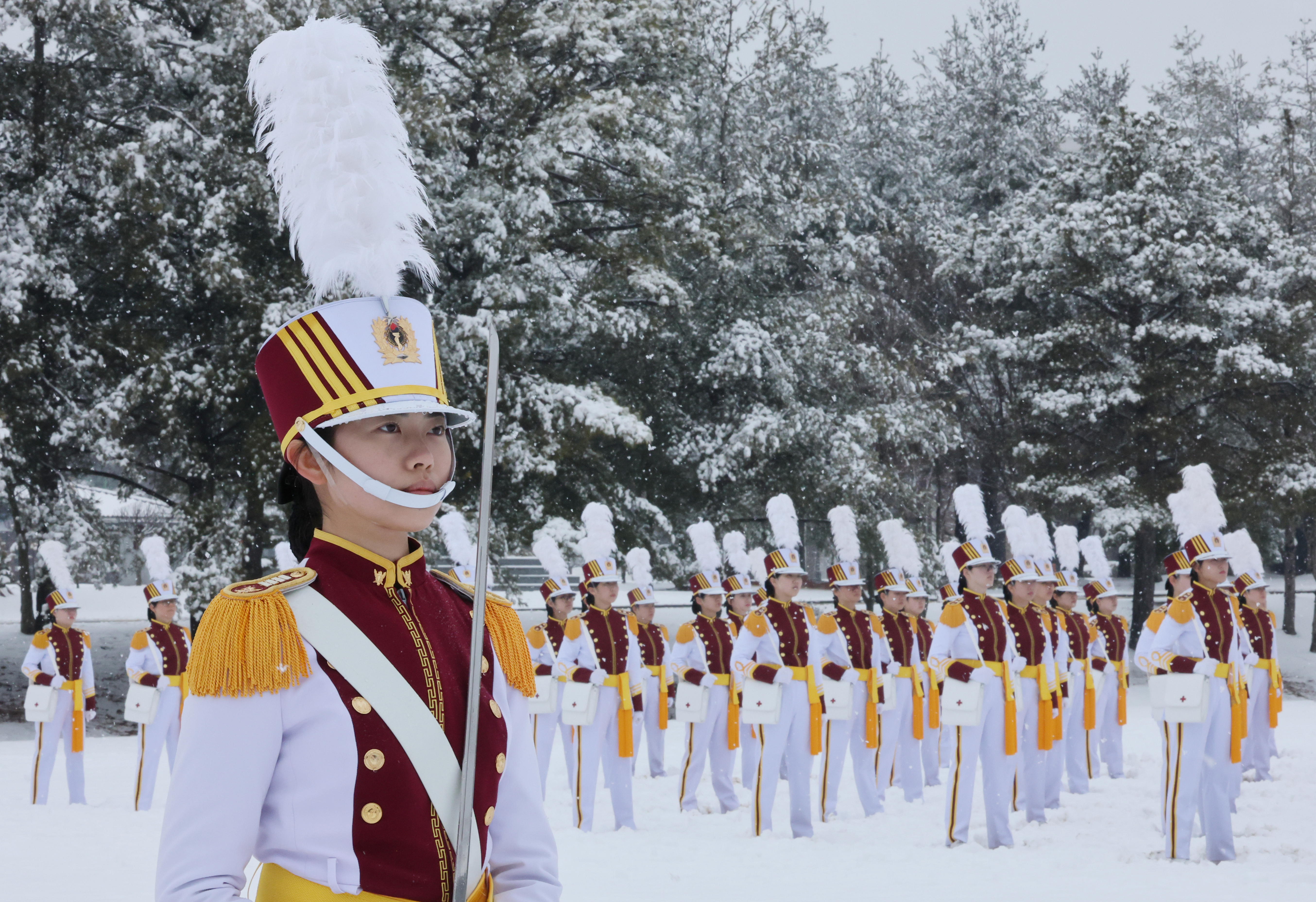 24일 대전 유성구 국군간호사관학교에서 열린 제70기 입학식에서 생도들이 도열해 있다.  이날 입학한 신입생도 90명은 군과 국가 발전에 기여하는 정예 간호장교로 거듭날 것을 다짐했다.  2026.2.24. 뉴스1