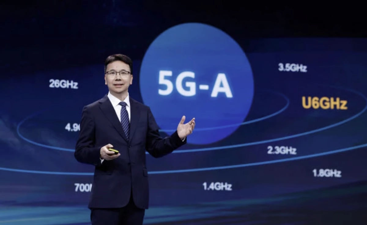 3일(현지시간)  차오빈 화웨이 ICT 부문 사장이 기조연설에서 5G 어드밴스드(5.5G) 전략을 발표하고 있다.
화웨이 제공