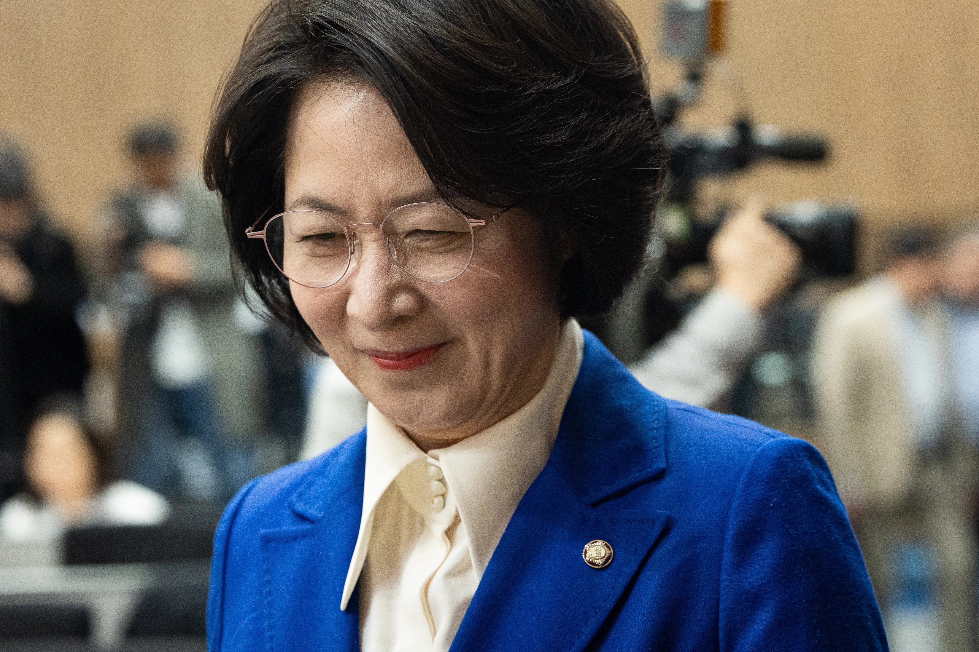 추미애 더불어민주당 의원이 12일 국회 소통관에서 열린 경기지사 출마선언 기자회견에 참석하고 있다. 2026.3.12 뉴스1