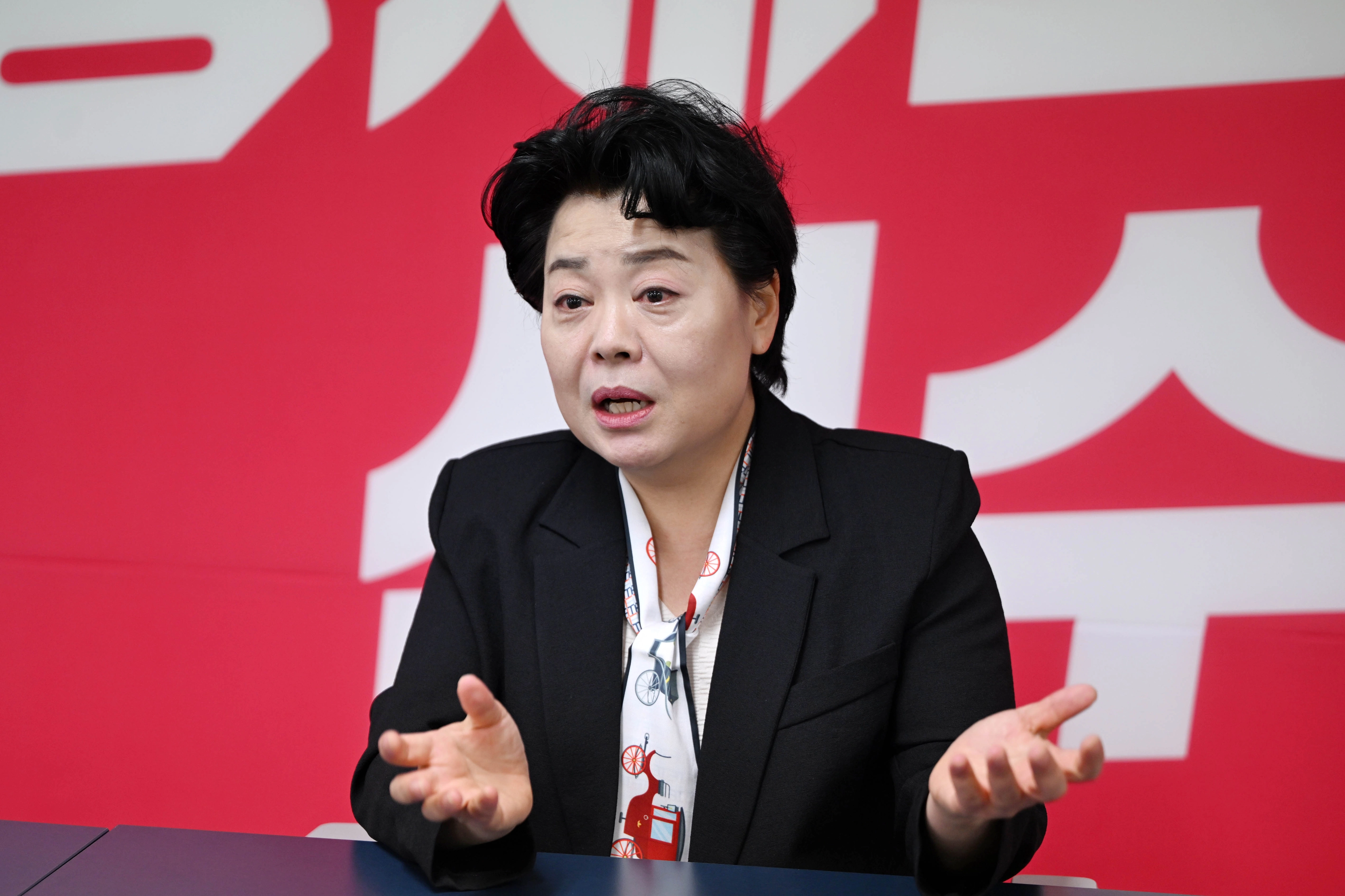 윤희숙 전 국민의힘 여의도연구원장이 22일 서울 여의도 ‘직진 캠프’에서 서울시장 출마자 인터뷰를 하고 있다. 홍윤기 기자