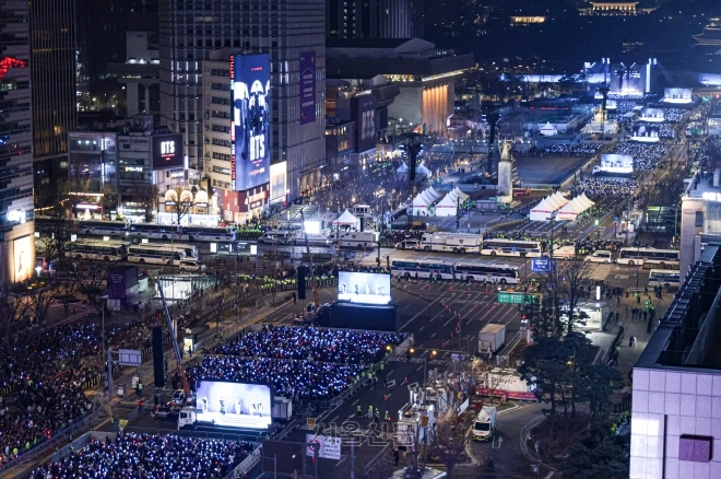 21일 서울 종로구 광화문광장에서 BTS 컴백 라이브: 아리랑‘(BTS THE COMEBACK LIVE | ARIRANG)이 열리고 있다. 2026.03.21 사진공동취재단