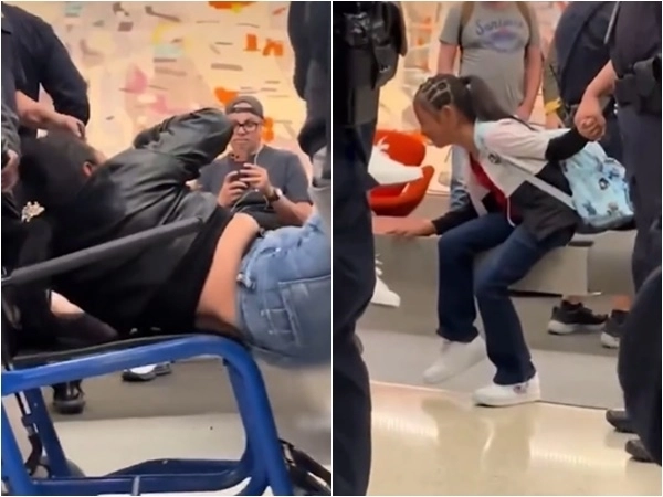 미국 샌프란시스코 국제공항에서 어린 딸이 지켜보는 가운데 한 여성이 이민 당국에 의해 강제 연행되는 장면이 공개돼 논란이 확산되고 있다. SNS 영상 캡처
