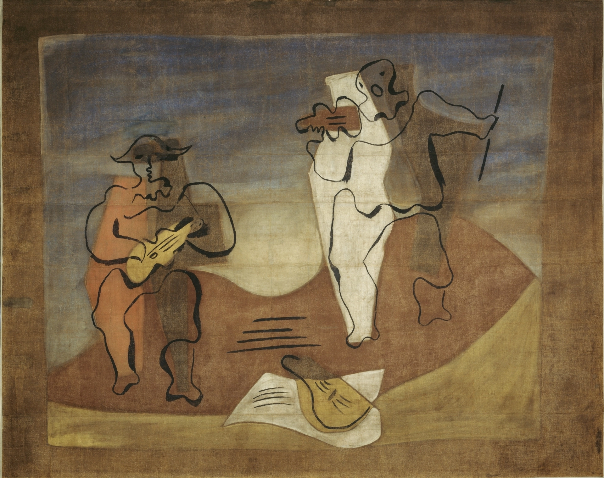메르퀴르 발레 무대 막
 Stage Curtain for Soirée de Paris (known as the “Mercure Curtain”)
1924, 캔버스에 아교 물감, 392 × 501 cm
Collection Centre Pompidou, Paris
© Centre Pompidou, MNAM-CCI/Jean-François Tomasian/Dist. GrandPalaisRmn
ⓒ 2026 - Succession Pablo Picasso - SACK (Korea)