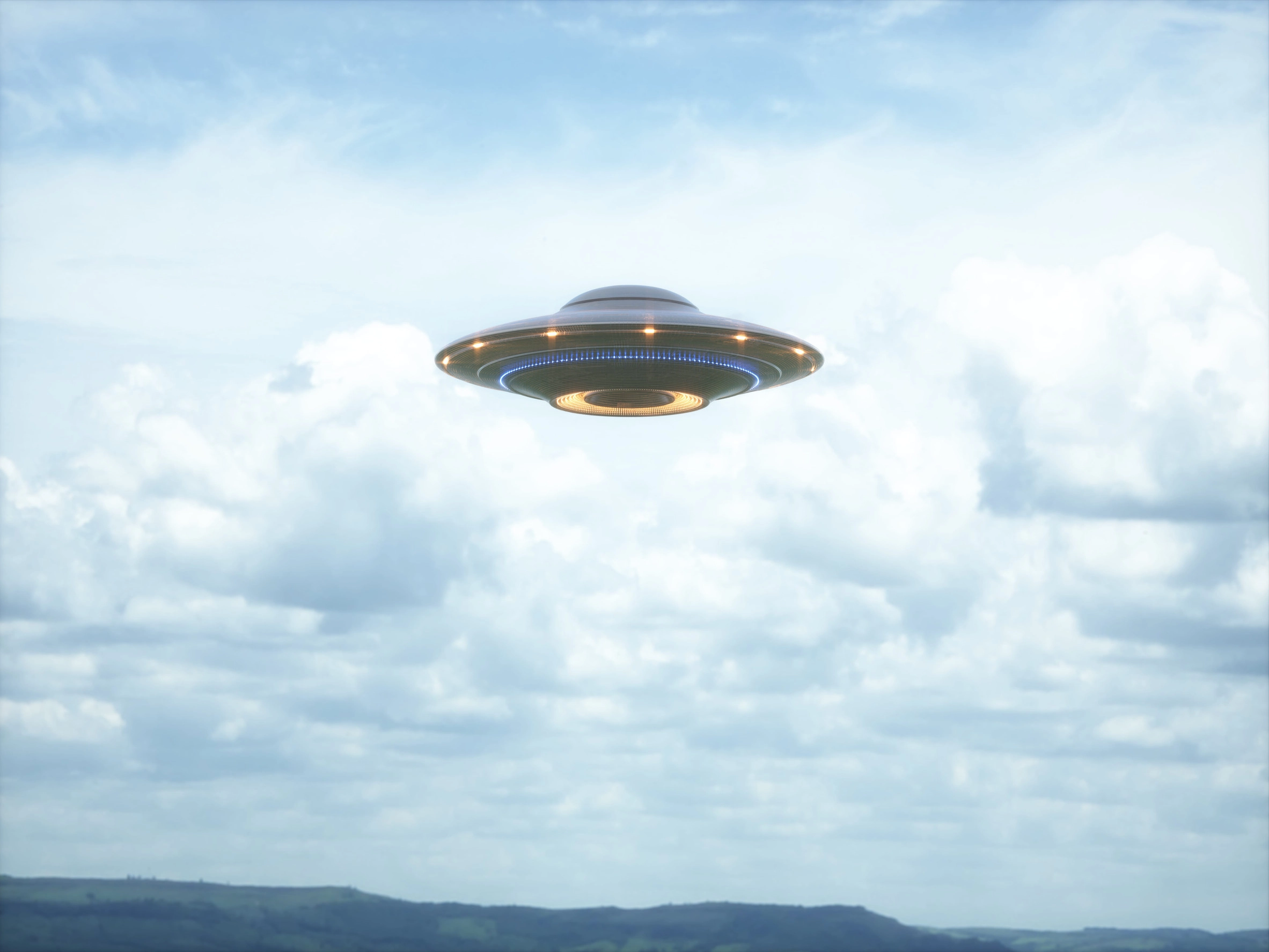 미확인비행물체(UFO) 3D 이미지. 123rf