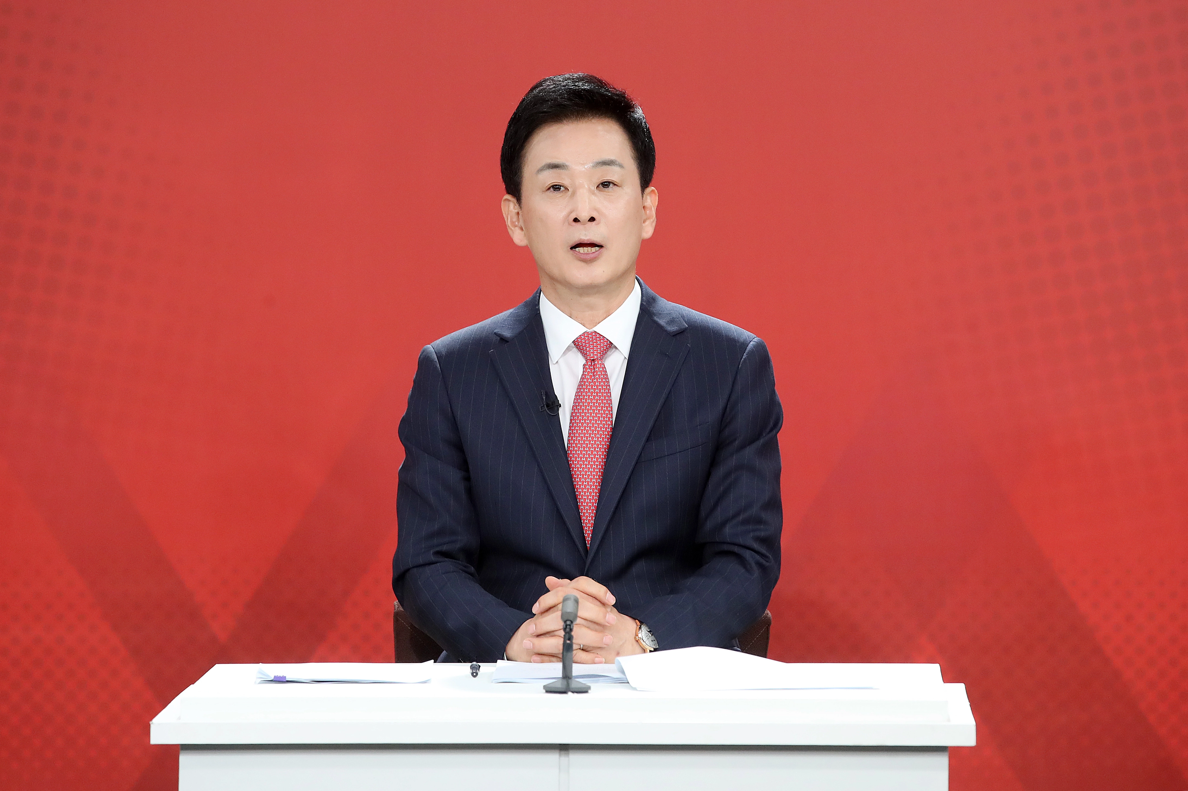 13일 오후 대구 수성구 대구MBC에서 열린 ‘제9회 전국동시지방선거 국민의힘 대구시장 경선 비전토론회’에서 유영하 예비후보가 발언하고 있다. 2026.4.13 연합뉴스