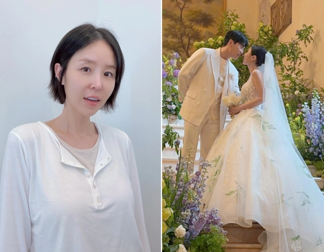 그룹 코요태 멤버 신지(왼쪽)와 지난 2월 결혼한 문원·신지 커플. 신지 인스타그램 캡처