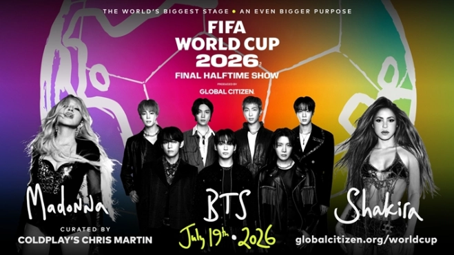 방탄소년단이 2026 FIFA 북중미 월드컵 결승전 하프타임 쇼 무대에 오른다. 글로벌시티즌 제공