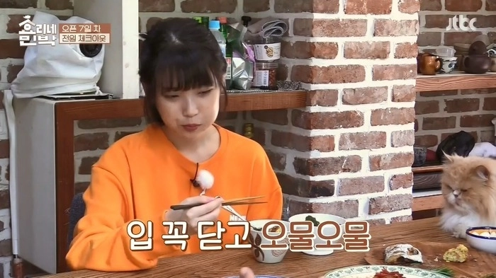 JTBC ‘효리네 민박’에 출연한 아이유가 음식을 천천히 오래 씹는 모습이 화제를 모았다. JTBC ‘효리네 민박’ 캡처