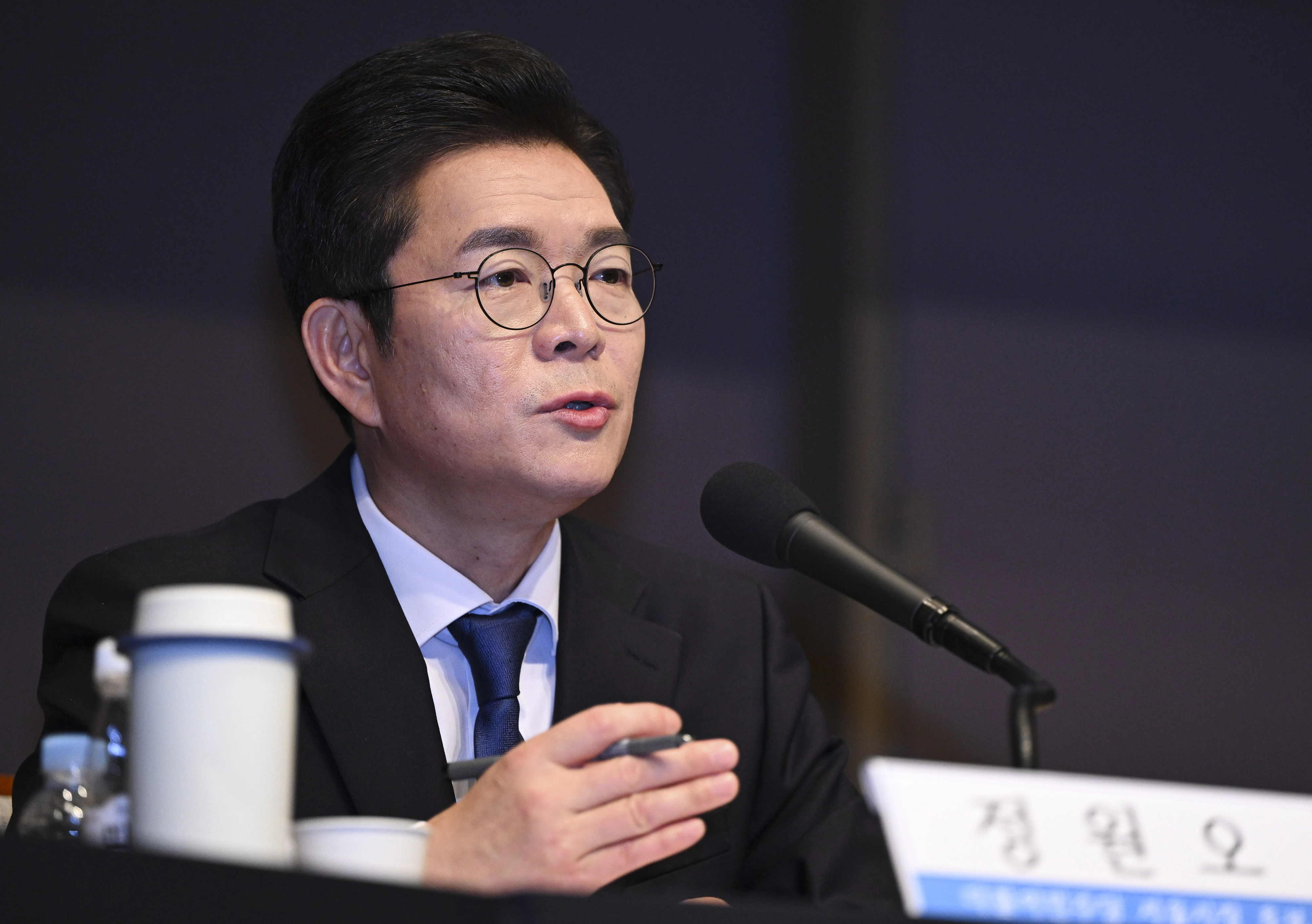 정원오 더불어민주당 서울시장 후보가 20일 서울 중구 한국프레스센터에서 열린 서울시장 후보 초청 관훈토론회에서 발언하고 있다. 2026.5.20 이지훈 기자