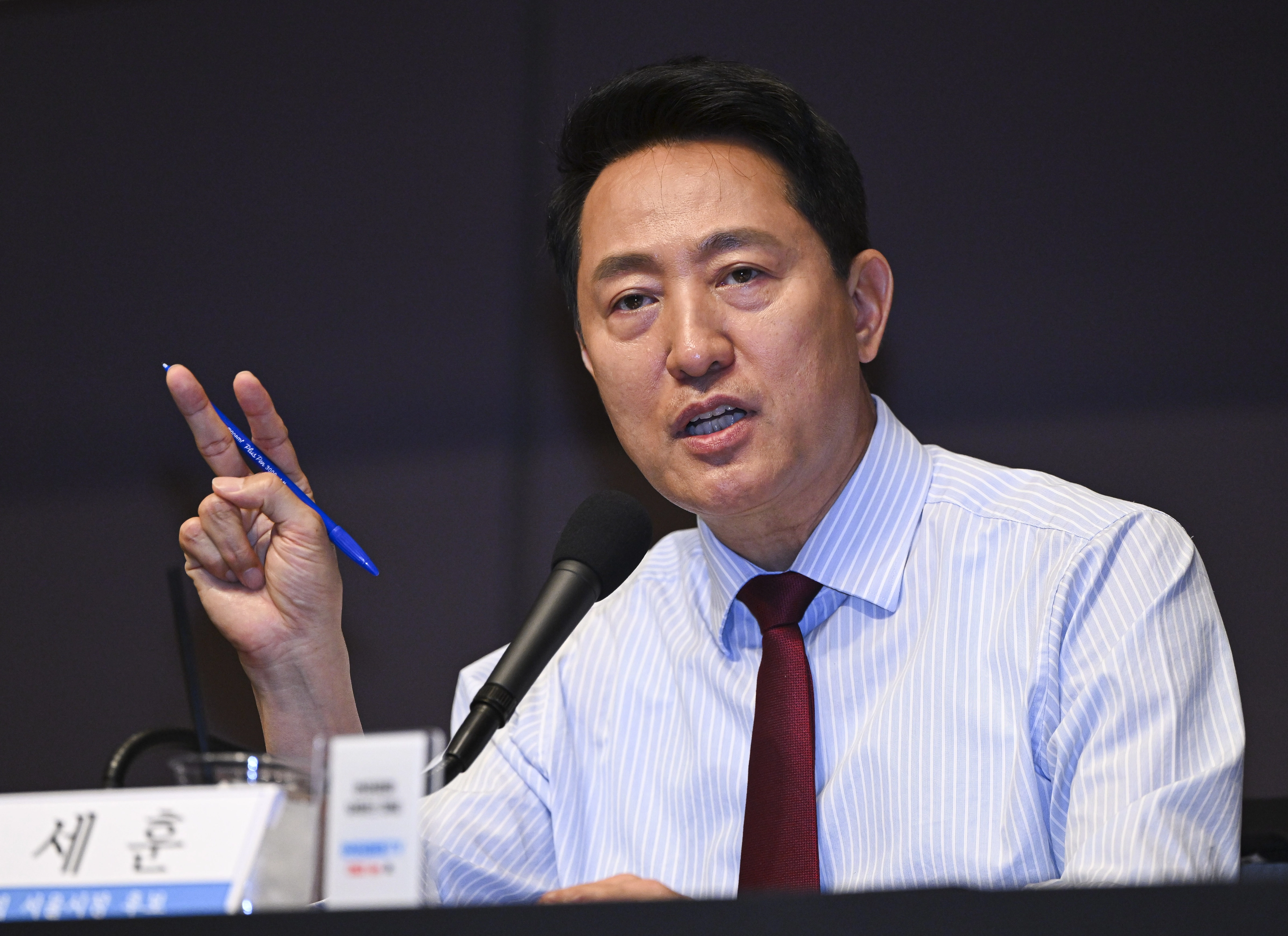 오세훈 국민의힘 서울시장 후보가 20일 서울 중구 한국프레스센터에서 열린 서울시장 후보 초청 관훈토론회에서 발언하고 있다. 2026.5.20 이지훈 기자