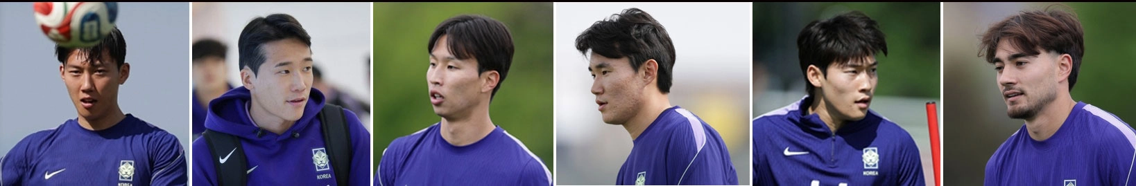 대표팀에는 이한범(왼쪽부터), 이태석, 엄지성, 양현준, 배준호, 옌스 카스트로프 등 2001~2003년생 젊은 선수들이 대거 발탁돼 생애 첫 월드컵을 준비하고 있다.
대한축구협회 제공