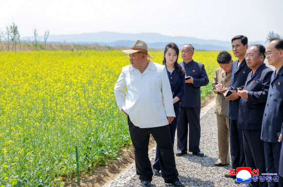 김정은 북한 국무위원장이 지난달 31일 신의주온실종합농장을 시찰했다고 조선중앙통신이 1일 보도했다. 이날 시찰에는 김 위원장의 아내 리설주 여사와 딸 주애가 동행했다. 2026.6.1. 평양 조선중앙통신 연합뉴스