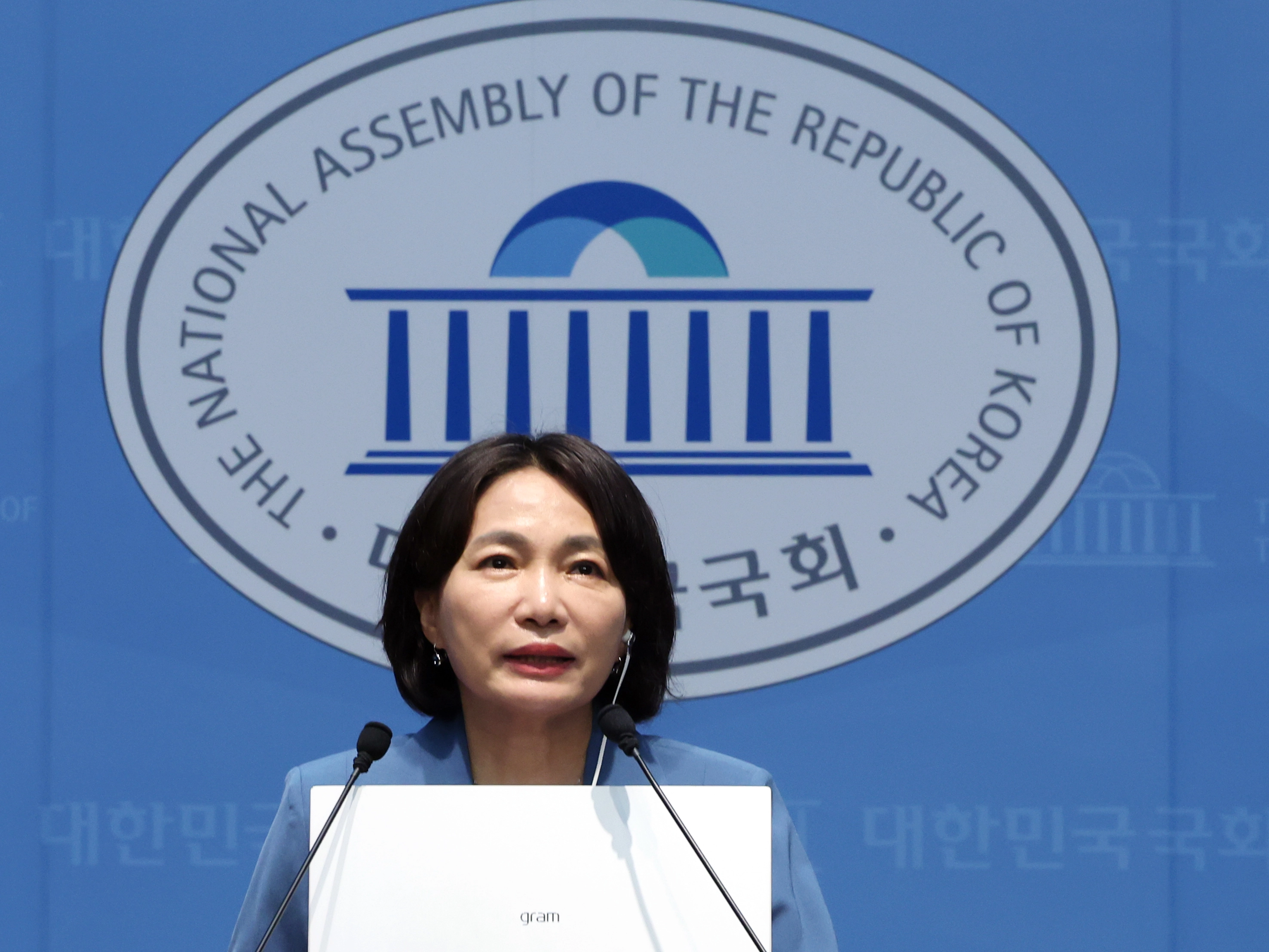 서미화 더불어민주당 의원이 9일 오전 서울 여의도 국회 소통관에서 최고위원 출마선언을 하고 있다.  2026.7.9 뉴스1