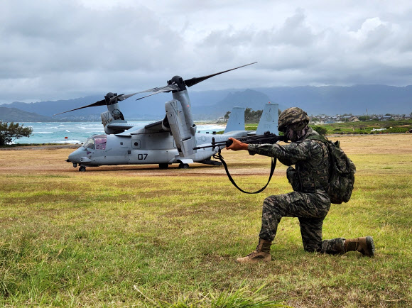 해병대 MV-22 오스프리 공중돌격 훈련