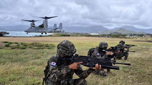 해병대 MV-22 오스프리 공중돌격 훈련