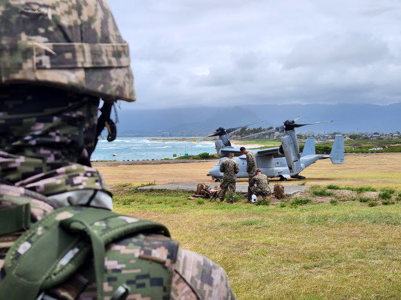 해병대 MV-22 오스프리 공중돌격 훈련