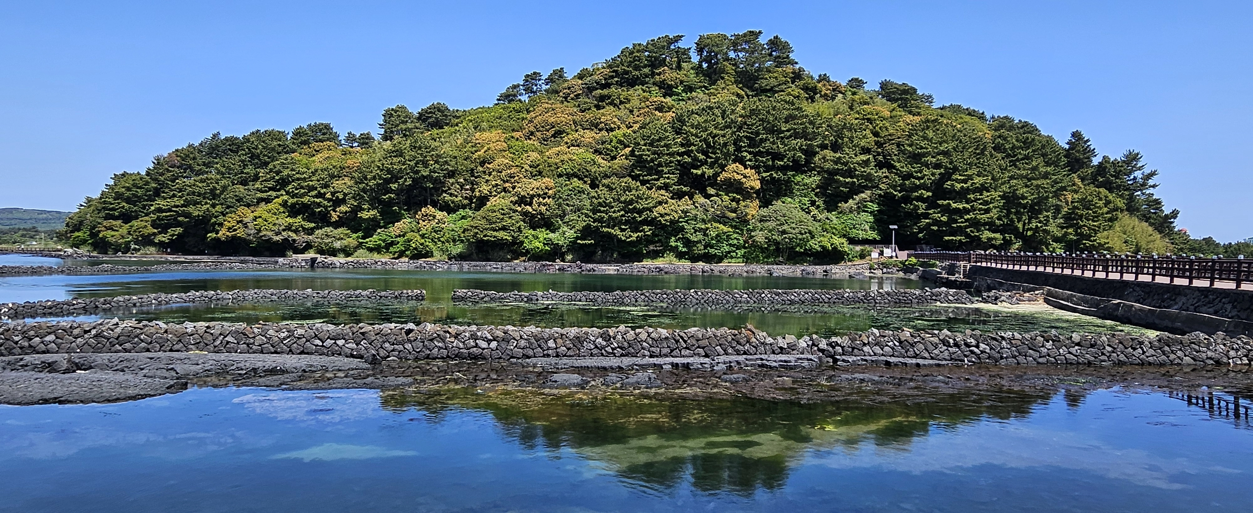 오조포구에서 바라본 식산봉(바오름).