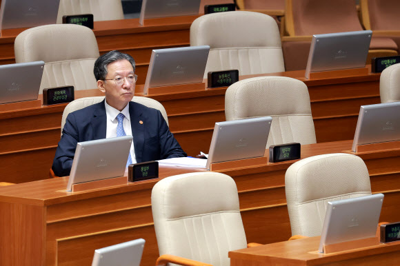 본회의장 자리 지키는 정성호 법무장관