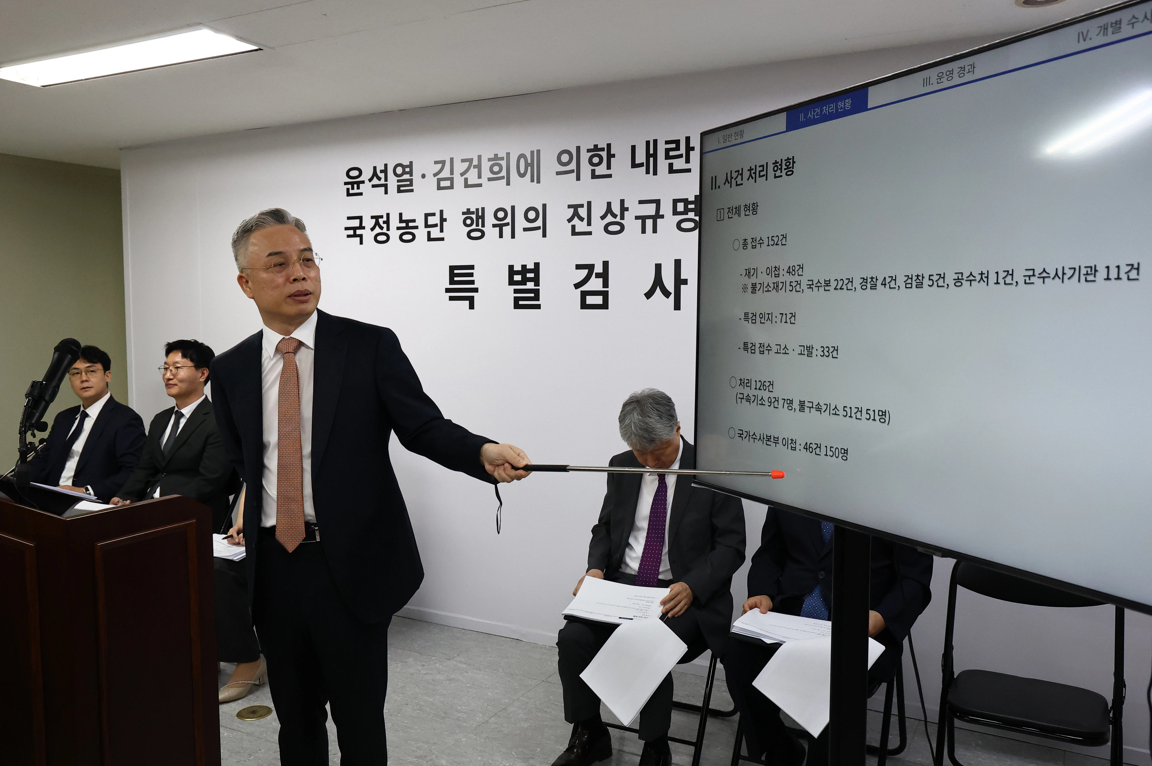 3대 특검 이후 남은 의혹을 수사해 온 권창영 2차 종합특별검사가 24일 경기도 과천 특검팀 사무실에서 최종 수사결과 발표를 하고 있다. 2026.8.24 연합뉴스