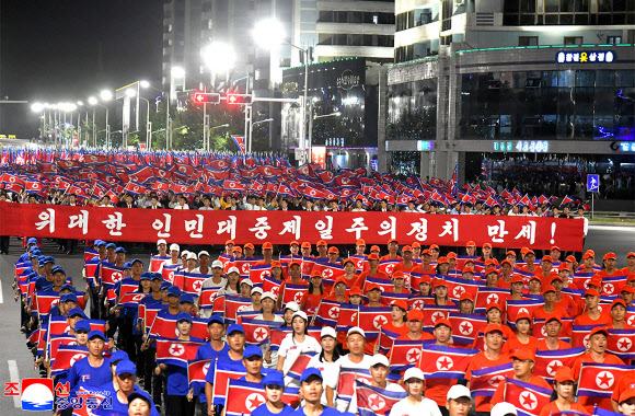 북한은 ‘공화국 창건’ 78주년(정권수립일·9·9절)을 맞아 지난 8일 평양에서 시가행진을 진행했다고 조선중앙통신이 9일 보도했다. 2026.9.9  평양 조선중앙통신 연합뉴스