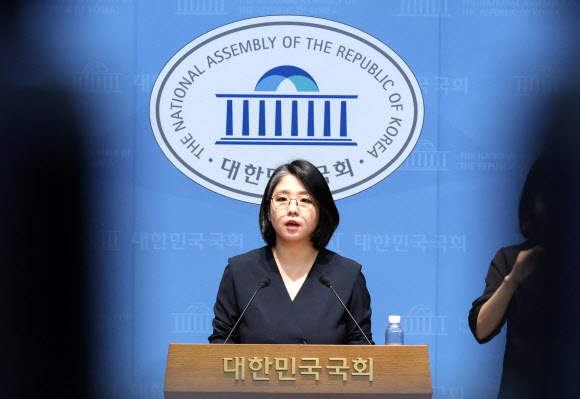 용혜인 성평등가족부 장관 후보자가 10일 국회 소통관에서 기자회견을 하고 있다. 2026.9.10 연합뉴스